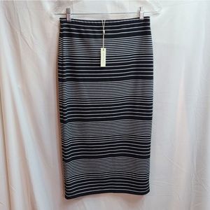 NWT Max Studio Black and White Striped Knit Pencil Skirt Size Small